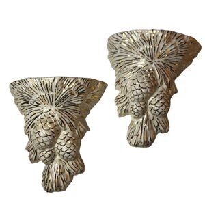 Vintage Wall Pockets Ceramic Gold Cream #94